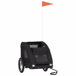 vidaXL Pet Bike Trailer Cargo Trailer Bike Cart Black Oxford Fabric and Iron - black