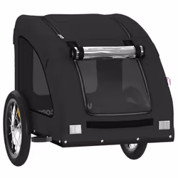 vidaXL Pet Bike Trailer Cargo Trailer Bike Cart Black Oxford Fabric and Iron - black - Additional view 4