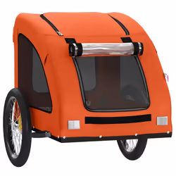 vidaXL Pet Bike Trailer Cargo Trailer Bike Cart Green Oxford Fabric and Iron - orange, 137 x 68 x 72 cm - Additional view 4