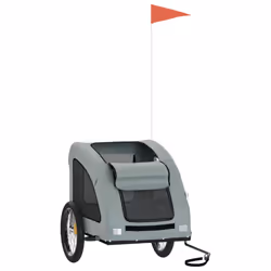 vidaXL Pet Bike Trailer Cargo Trailer Bike Cart Green Oxford Fabric and Iron - grey, 137 x 68 x 72 cm - Additional view 2