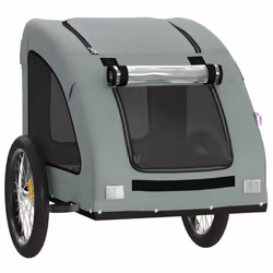 vidaXL Pet Bike Trailer Cargo Trailer Bike Cart Green Oxford Fabric and Iron - grey, 137 x 68 x 72 cm - Additional view 4