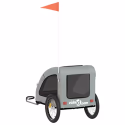 vidaXL Pet Bike Trailer Cargo Trailer Bike Cart Green Oxford Fabric and Iron - grey, 137 x 68 x 72 cm - Additional view 7