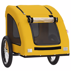vidaXL Pet Bike Trailer Cargo Trailer Bike Cart Green Oxford Fabric and Iron - yellow, 137 x 68 x 72 cm - Additional view 4