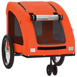 vidaXL Pet Bike Trailer Cargo Trailer Bike Cart Green Oxford Fabric and Iron - orange, 125 x 52 x 53 cm - Additional view 4