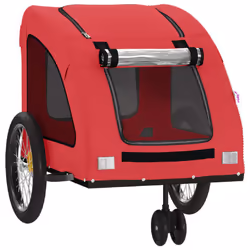 vidaXL Pet Bike Trailer Cargo Trailer Bike Cart Green Oxford Fabric and Iron - red, 125 x 52 x 53 cm - Additional view 4