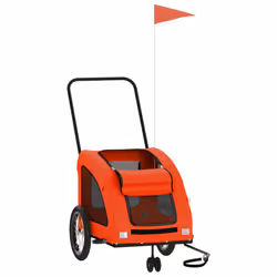 vidaXL Pet Bike Trailer Cargo Trailer Bike Cart Oxford Fabric and Iron - orange, 63.5 x 124.5 x 66 cm