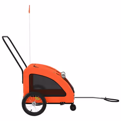 vidaXL Pet Bike Trailer Cargo Trailer Bike Cart Oxford Fabric and Iron - orange, 63.5 x 124.5 x 66 cm - Additional view 5