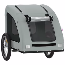 vidaXL Pet Bike Trailer Cargo Trailer Bike Cart Green Oxford Fabric and Iron - grey, 63.5 x 124.5 x 66 cm - Additional view 4