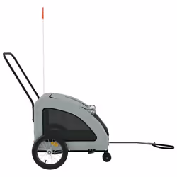 vidaXL Pet Bike Trailer Cargo Trailer Bike Cart Green Oxford Fabric and Iron - grey, 63.5 x 124.5 x 66 cm - Additional view 5