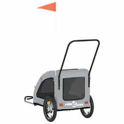 vidaXL Pet Bike Trailer Cargo Trailer Bike Cart Green Oxford Fabric and Iron - grey, 63.5 x 124.5 x 66 cm - Additional view 7