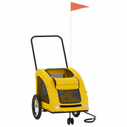 vidaXL Pet Bike Trailer Cargo Trailer Bike Cart Oxford Fabric and Iron - yellow, 63.5 x 124.5 x 66 cm - Additional view 2