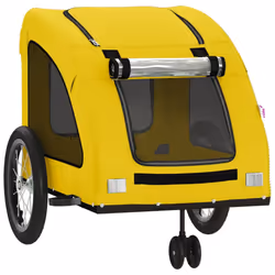 vidaXL Pet Bike Trailer Cargo Trailer Bike Cart Oxford Fabric and Iron - yellow, 63.5 x 124.5 x 66 cm - Additional view 4