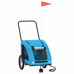 vidaXL Pet Bike Trailer Cargo Trailer Bike Cart Oxford Fabric and Iron - blue, 63.5 x 124.5 x 66 cm