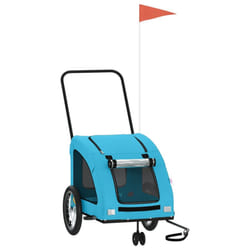 vidaXL Pet Bike Trailer Cargo Trailer Bike Cart Oxford Fabric and Iron - blue, 63.5 x 124.5 x 66 cm