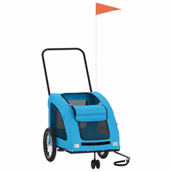 vidaXL Pet Bike Trailer Cargo Trailer Bike Cart Oxford Fabric and Iron - blue, 63.5 x 124.5 x 66 cm