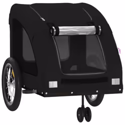 vidaXL Pet Bike Trailer Cargo Trailer Bike Cart Oxford Fabric and Iron - black, 63.5 x 124.5 x 66 cm - Additional view 4