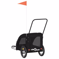 vidaXL Pet Bike Trailer Cargo Trailer Bike Cart Oxford Fabric and Iron - black, 63.5 x 124.5 x 66 cm - Additional view 7