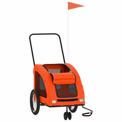 vidaXL Pet Bike Trailer Cargo Trailer Bike Cart Green Oxford Fabric and Iron - orange, 68 x 137 x 72 cm