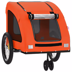 vidaXL Pet Bike Trailer Cargo Trailer Bike Cart Green Oxford Fabric and Iron - orange, 68 x 137 x 72 cm - Additional view 4