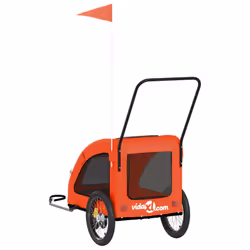 vidaXL Pet Bike Trailer Cargo Trailer Bike Cart Green Oxford Fabric and Iron - orange, 68 x 137 x 72 cm - Additional view 7