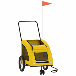 vidaXL Pet Bike Trailer Cargo Trailer Bike Cart Green Oxford Fabric and Iron - yellow, 68 x 137 x 72 cm - Additional view 2
