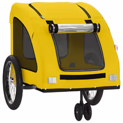 vidaXL Pet Bike Trailer Cargo Trailer Bike Cart Green Oxford Fabric and Iron - yellow, 68 x 137 x 72 cm - Additional view 4