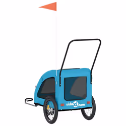 vidaXL Pet Bike Trailer Cargo Trailer Bike Cart Green Oxford Fabric and Iron - blue, 68 x 137 x 72 cm - Additional view 7