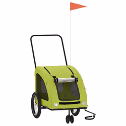 vidaXL Pet Bike Trailer Cargo Trailer Bike Cart Green Oxford Fabric and Iron - green, 68 x 137 x 72 cm