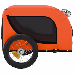 vidaXL Dog Bike Trailer Bicycle Trailer Bike Carriage Oxford Fabric and Iron - orange, 124 x 53 x 53 cm - Additional view 5