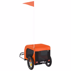vidaXL Dog Bike Trailer Bicycle Trailer Bike Carriage Oxford Fabric and Iron - orange, 124 x 53 x 53 cm - Additional view 6