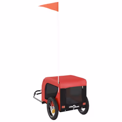 vidaXL Dog Bike Trailer Bicycle Trailer Bike Carriage Oxford Fabric and Iron - red, 124 x 53 x 53 cm - Additional view 6