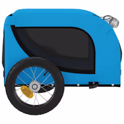vidaXL Dog Bike Trailer Bicycle Trailer Bike Carriage Oxford Fabric and Iron - blue, 124 x 53 x 53 cm - Additional view 5