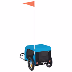 vidaXL Dog Bike Trailer Bicycle Trailer Bike Carriage Oxford Fabric and Iron - blue, 124 x 53 x 53 cm - Additional view 6