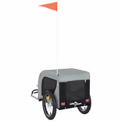 vidaXL Dog Bike Trailer Bicycle Trailer Bike Carriage Oxford Fabric and Iron - grey, 124 x 65 x 66 cm - Additional view 6