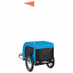 vidaXL Dog Bike Trailer Bicycle Trailer Bike Carriage Oxford Fabric and Iron - blue, 124 x 65 x 66 cm - Additional view 4