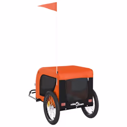 vidaXL Dog Bike Trailer Bicycle Trailer Bike Carriage Oxford Fabric and Iron - orange, 136 x 69 x 73.5 cm - Additional view 6