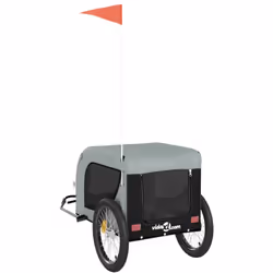vidaXL Dog Bike Trailer Bicycle Trailer Bike Carriage Oxford Fabric and Iron - grey, 136 x 69 x 73.5 cm - Additional view 6