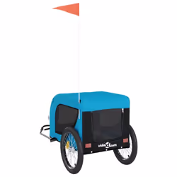 vidaXL Dog Bike Trailer Bicycle Trailer Bike Carriage Oxford Fabric and Iron - blue, 136 x 69 x 73.5 cm - Additional view 6