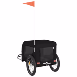 vidaXL Dog Bike Trailer Bicycle Trailer Bike Carriage Oxford Fabric and Iron - black, 136 x 69 x 73.5 cm - Additional view 6