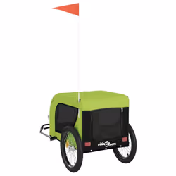 vidaXL Dog Bike Trailer Bicycle Trailer Bike Carriage Oxford Fabric and Iron - green, 136 x 69 x 73.5 cm - Additional view 6