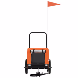 vidaXL Dog Bike Trailer Bicycle Trailer Bike Carriage Oxford Fabric and Iron - orange and black, 124 x 53 x 53 cm - Additional view 2