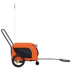 vidaXL Dog Bike Trailer Bicycle Trailer Bike Carriage Oxford Fabric and Iron - orange and black, 124 x 53 x 53 cm - Additional view 4
