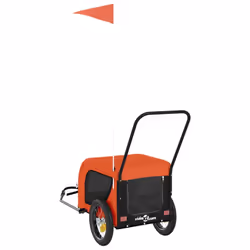 vidaXL Dog Bike Trailer Bicycle Trailer Bike Carriage Oxford Fabric and Iron - orange and black, 124 x 53 x 53 cm - Additional view 6
