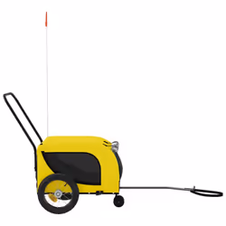 vidaXL Pet Bike Trailer Dog Carrier Grey and Black Oxford Fabric and Iron - yellow and black, 124 x 53 x 53 cm - Additional view 4