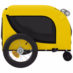 vidaXL Pet Bike Trailer Dog Carrier Grey and Black Oxford Fabric and Iron - yellow and black, 124 x 53 x 53 cm - Additional view 5