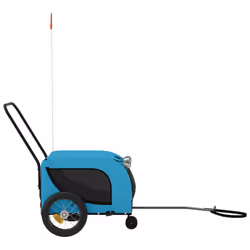 vidaXL Pet Bike Trailer Dog Carrier Grey and Black Oxford Fabric and Iron - blue and black, 124 x 53 x 53 cm - Additional view 4