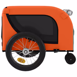 vidaXL Pet Bike Trailer Dog Carrier Grey and Black Oxford Fabric and Iron - orange and black, 125 x 63 x 66 cm - Additional view 5