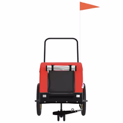 vidaXL Dog Bike Trailer Bicycle Trailer Bike Carriage Oxford Fabric and Iron - red and black, 125 x 63 x 66 cm - Additional view 2