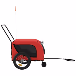 vidaXL Dog Bike Trailer Bicycle Trailer Bike Carriage Oxford Fabric and Iron - red and black, 125 x 63 x 66 cm - Additional view 4
