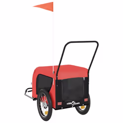 vidaXL Dog Bike Trailer Bicycle Trailer Bike Carriage Oxford Fabric and Iron - red and black, 125 x 63 x 66 cm - Additional view 6